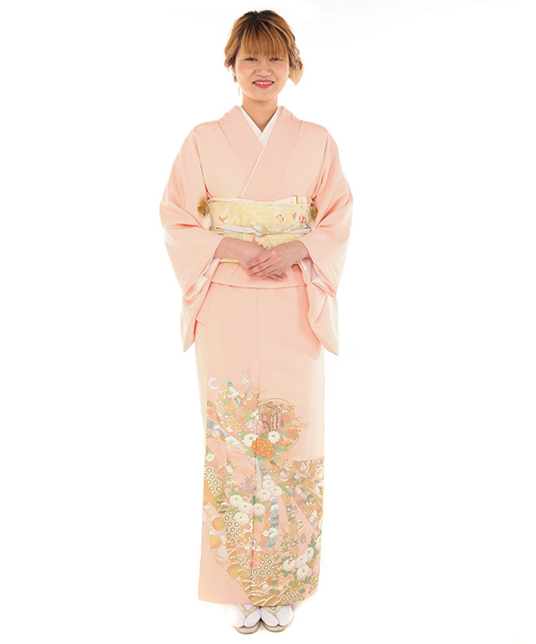 色留袖レンタル｜桂由美 ピンクにあばれ熨斗と花車｜I0119｜M｜宅配