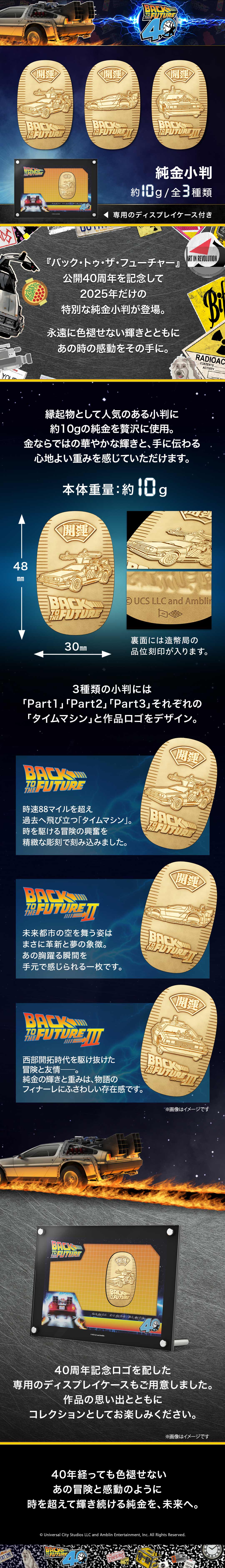 バック・トゥ・ザ・フューチャー』40周年記念 小判（Part1モデル